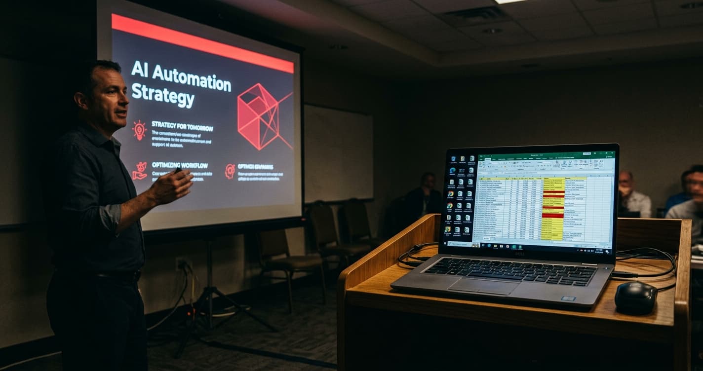 'AI 자동화 전략' PPT를 쓰면서, 본인은 수작업 중이다