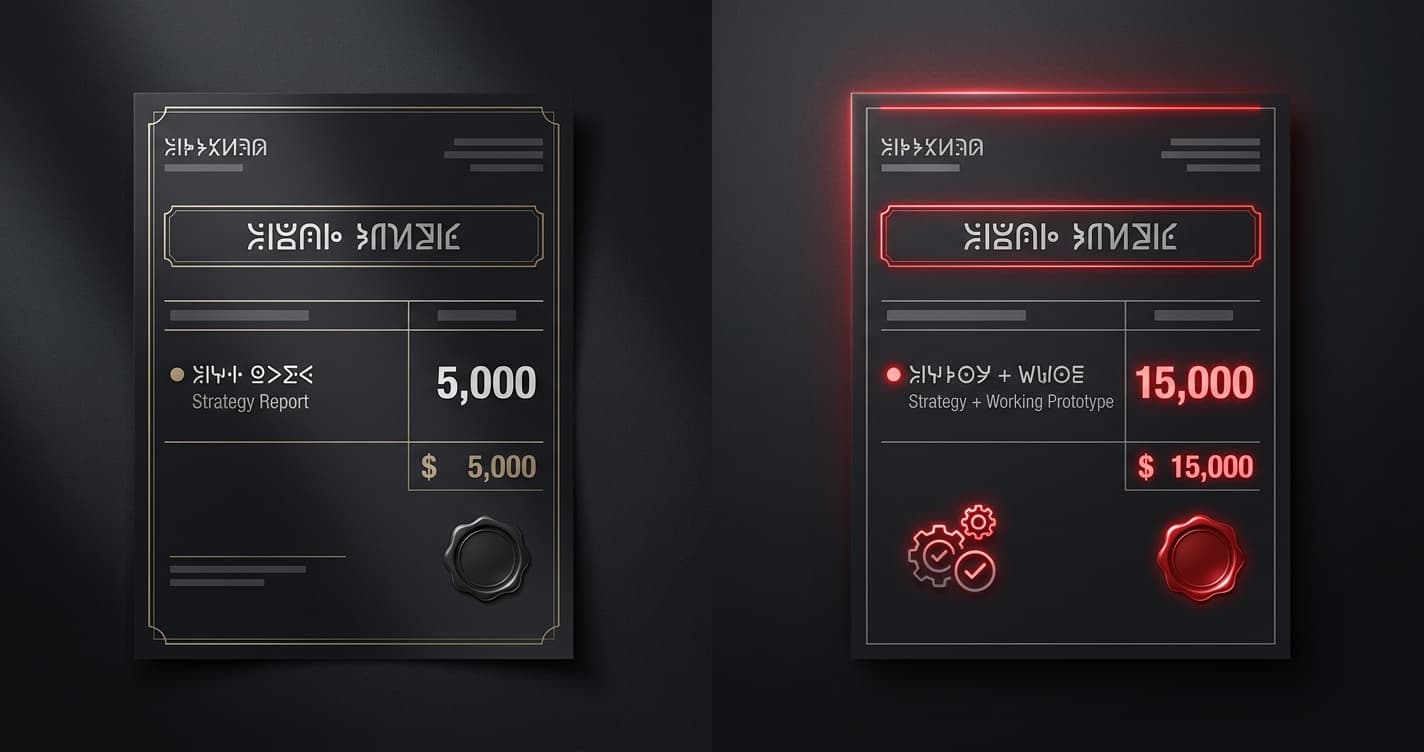 전략 보고서 500만원 vs 전략+프로토타입 1,500만원